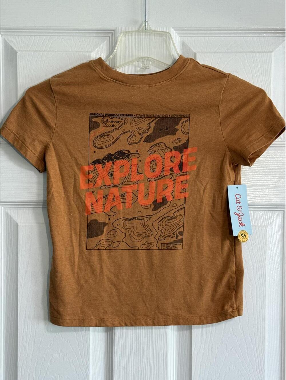 Cat & Jack Ginger Brown “Explore Nature” Graphic Tee – Kids S (6/7), NWT